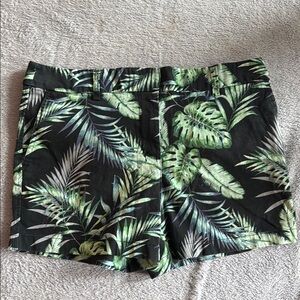 Cynthia Rowley Black and Green Shorts Tropical Print